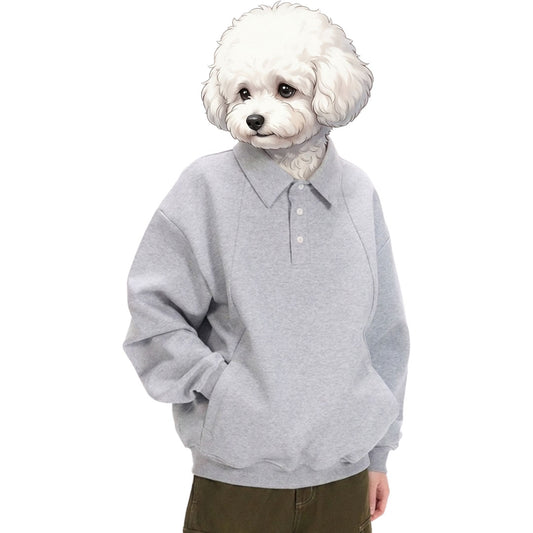 綿混ポロスウェット オーダーメイドペットポートレート刺繍
