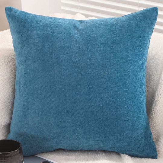 Chenille cushion cover with polyester-cotton cushion insert, custom pet portrait embroidery