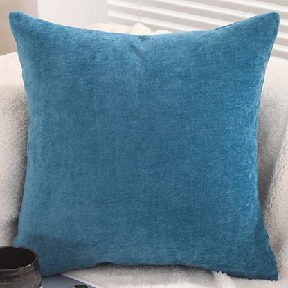 Chenille cushion cover with polyester-cotton cushion insert, custom pet portrait embroidery