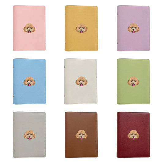 A5サイズ　レザー風システム手帳カバー　バインダーカスタマイズ可能　オーダーメイドペットポートレート刺繍