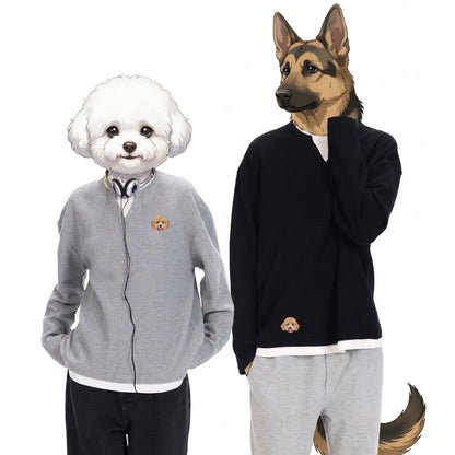 綿混重ね着風Tシャツ　オーダーメイドペットポートレート刺繍