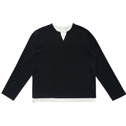 綿混重ね着風Tシャツ　オーダーメイドペットポートレート刺繍