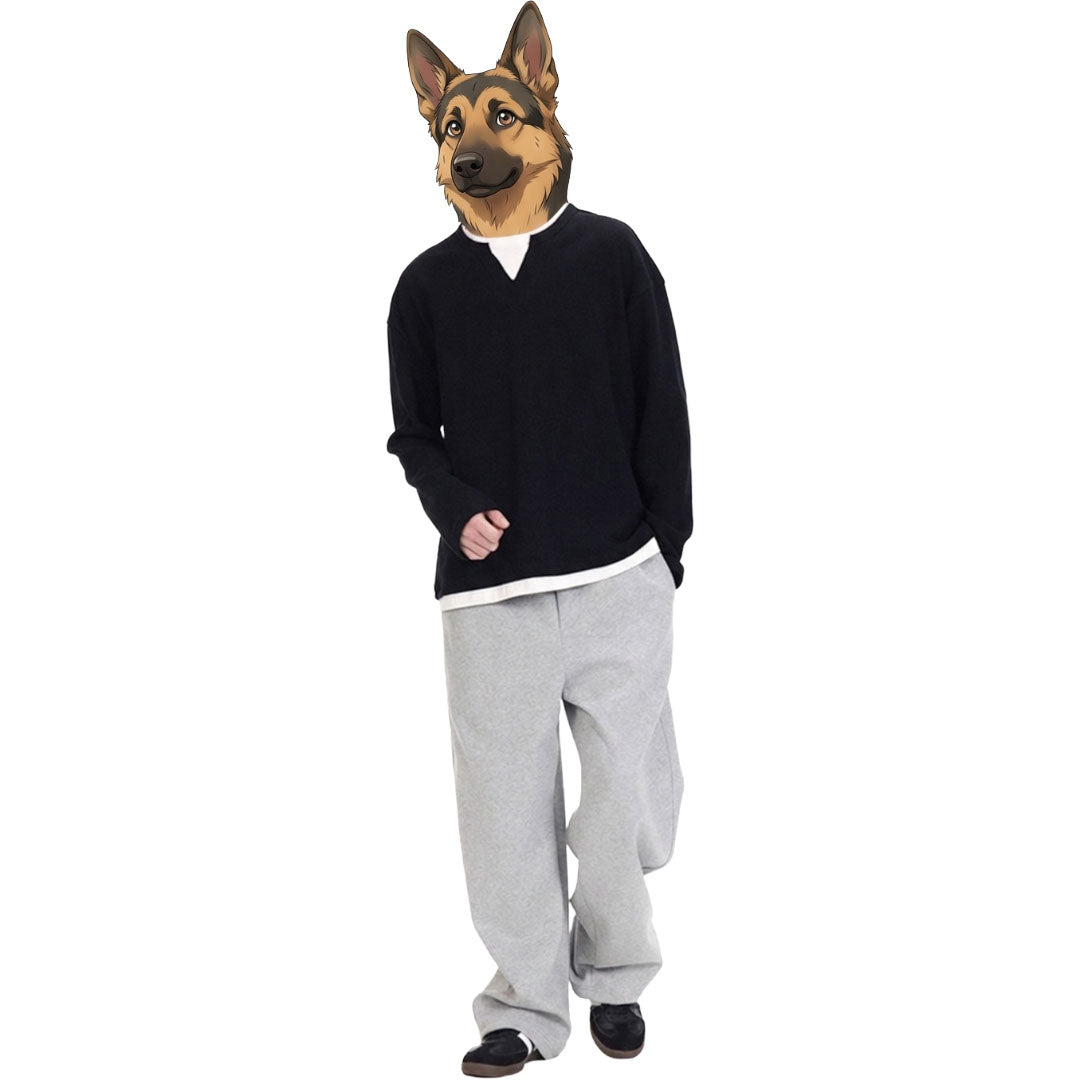 綿混重ね着風Tシャツ　オーダーメイドペットポートレート刺繍