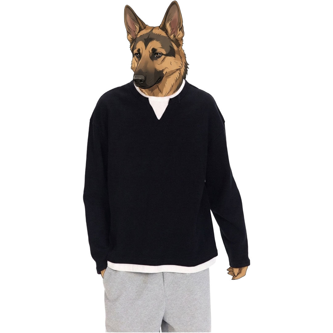 綿混重ね着風Tシャツ　オーダーメイドペットポートレート刺繍