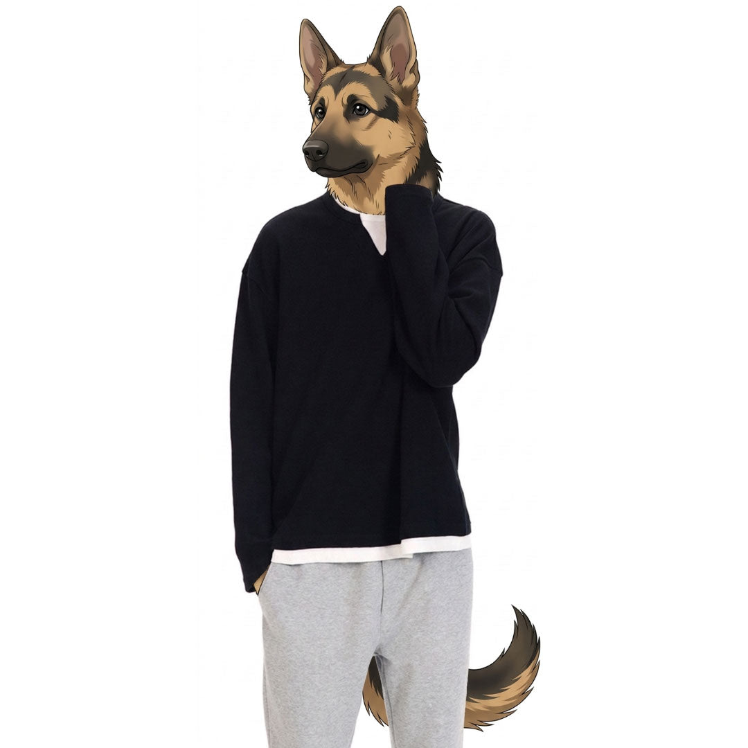 綿混重ね着風Tシャツ　オーダーメイドペットポートレート刺繍