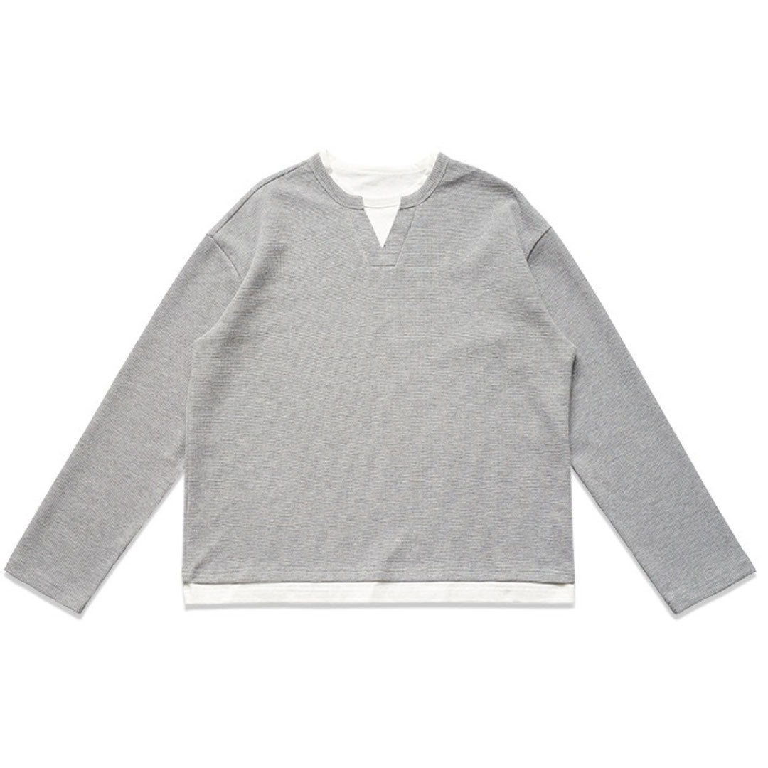 綿混重ね着風Tシャツ　オーダーメイドペットポートレート刺繍