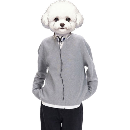 綿混重ね着風Tシャツ　オーダーメイドペットポートレート刺繍