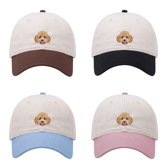 綿100%キャップ　バイカラー　オーダーメイドペットポートレート刺繍