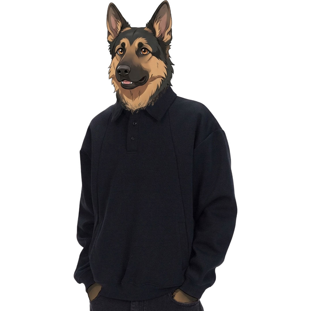 綿混ポロスウェット　オーダーメイドペットポートレート刺繍