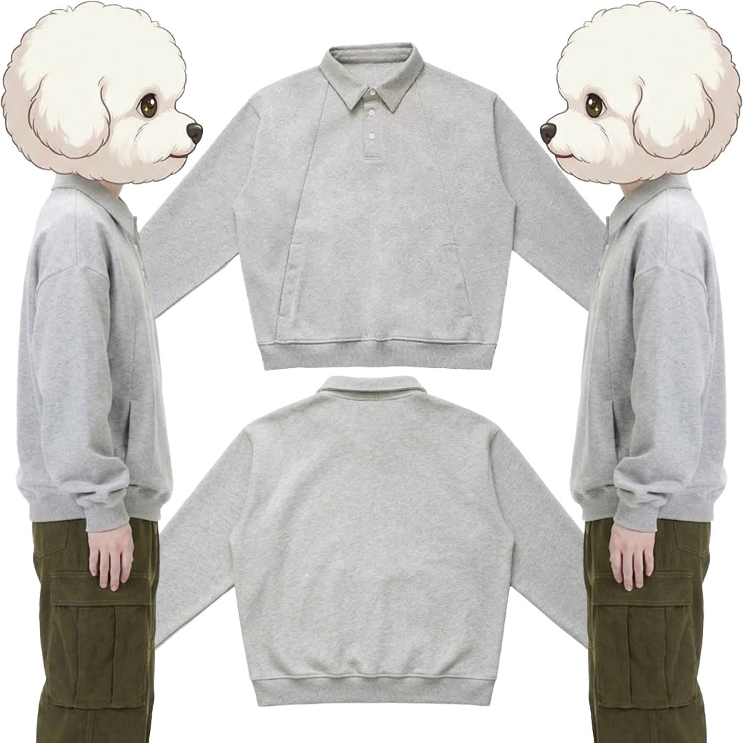 綿混ポロスウェット　オーダーメイドペットポートレート刺繍