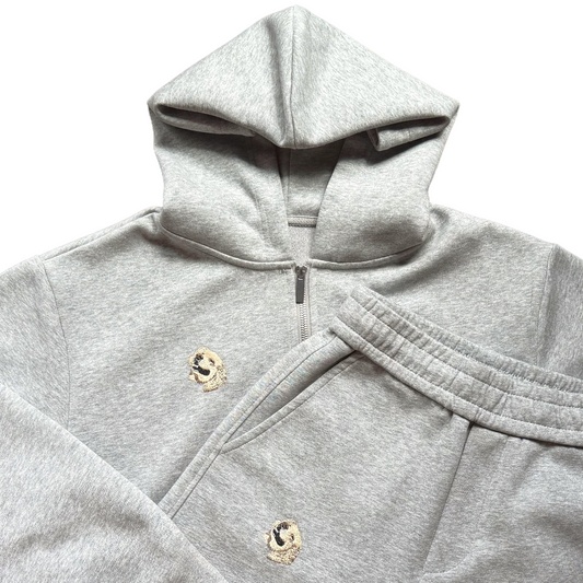 綿混ダブルジップパーカー&パンツセット　オーダーメイドペットポートレート刺繍