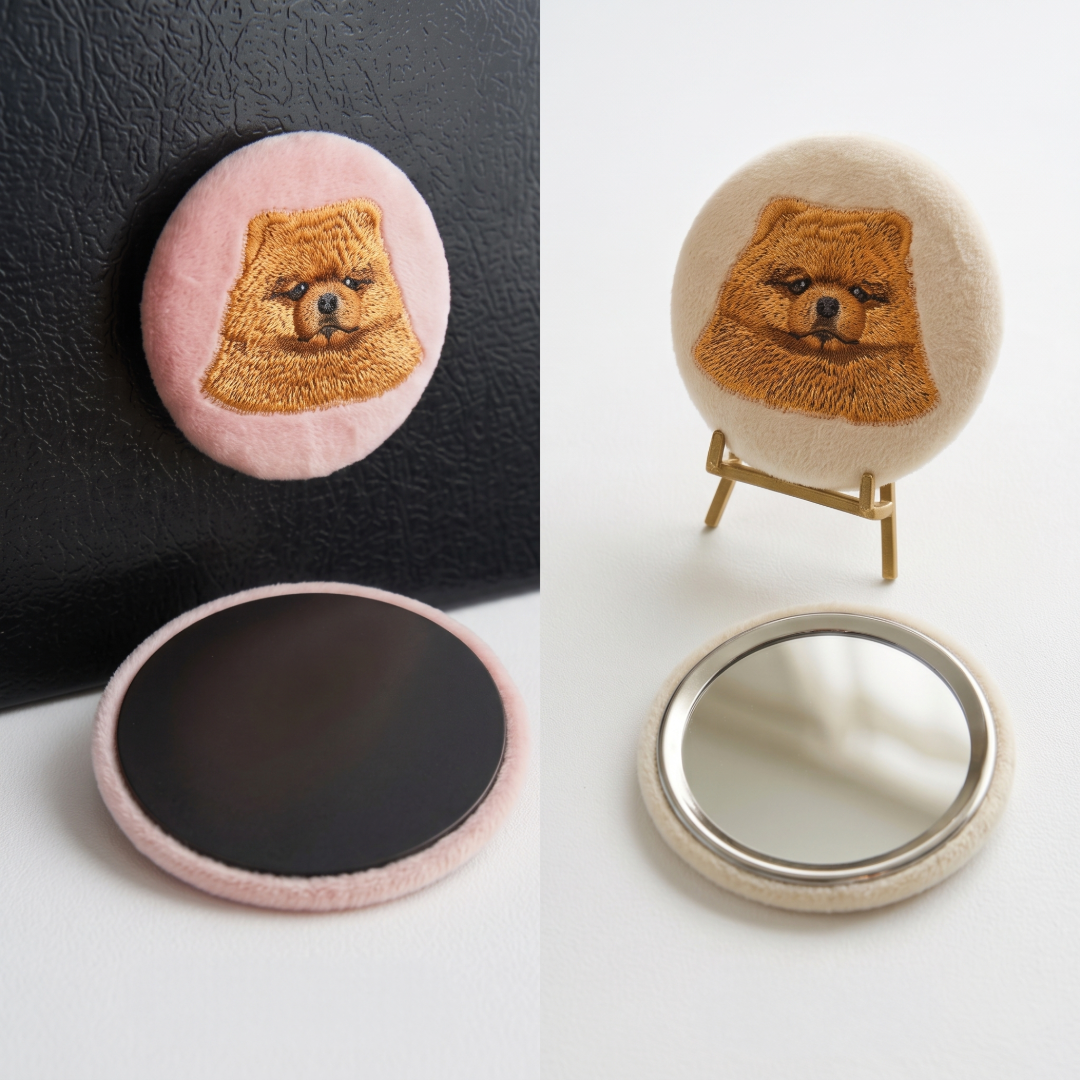 マグネット＆ミラーセット　オーダーメイドペットポートレート刺繍