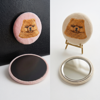 マグネット＆ミラーセット　オーダーメイドペットポートレート刺繍