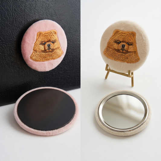 マグネット＆ミラーセット　オーダーメイドペットポートレート刺繍