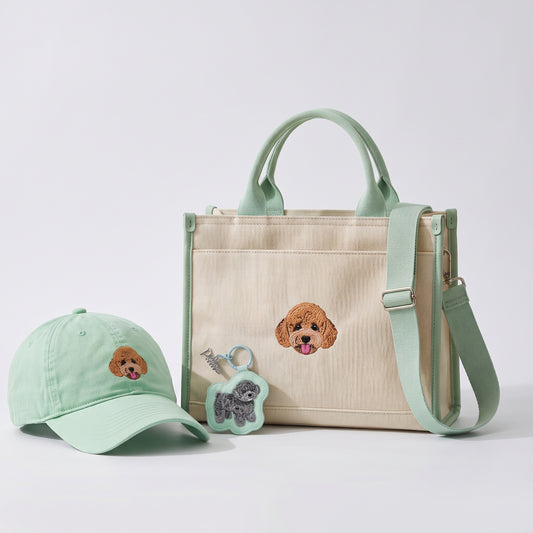 うちの子とお出かけセット　オーダーメイドペットポートレート刺繍
