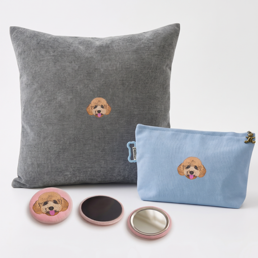うちの子のある暮らしセット　オーダーメイドペットポートレート刺繍