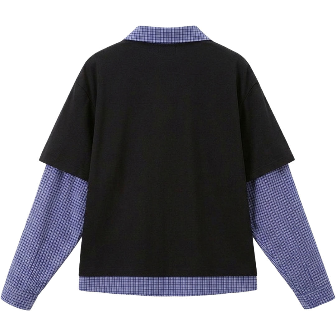 綿混重ね着風シャツ　オーダーメイドペットポートレート刺繍