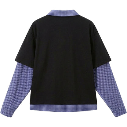 綿混重ね着風シャツ　オーダーメイドペットポートレート刺繍