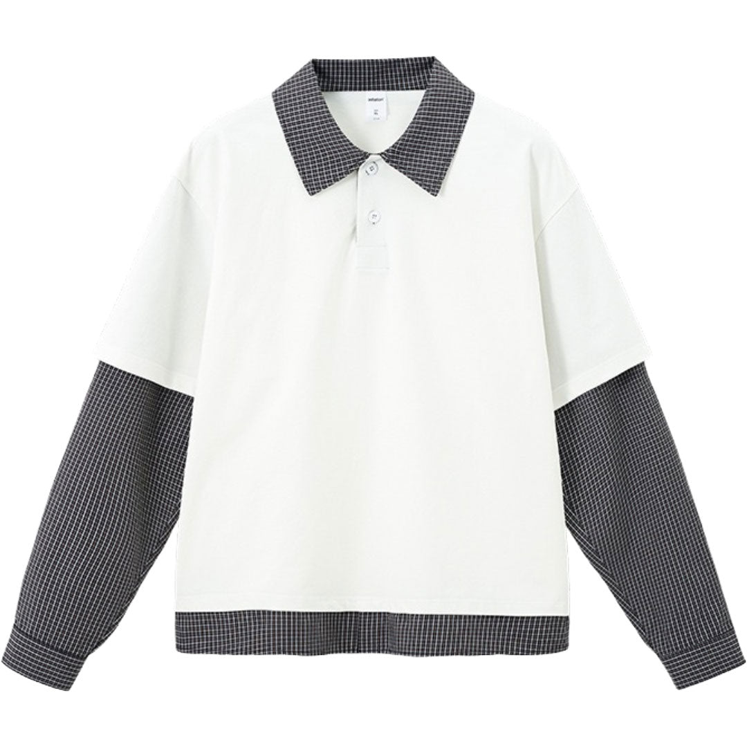 綿混重ね着風シャツ　オーダーメイドペットポートレート刺繍