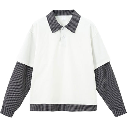 綿混重ね着風シャツ　オーダーメイドペットポートレート刺繍