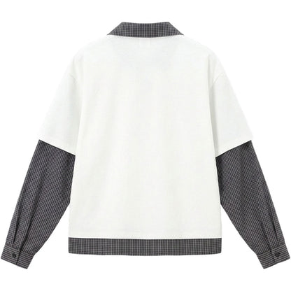 綿混重ね着風シャツ　オーダーメイドペットポートレート刺繍