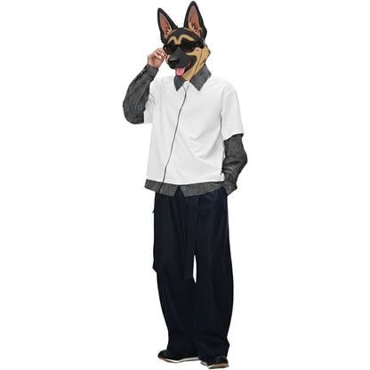 綿混重ね着風シャツ　オーダーメイドペットポートレート刺繍