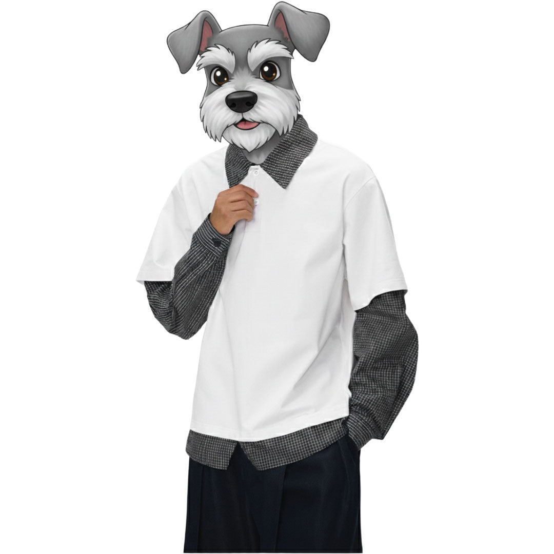 綿混重ね着風シャツ　オーダーメイドペットポートレート刺繍