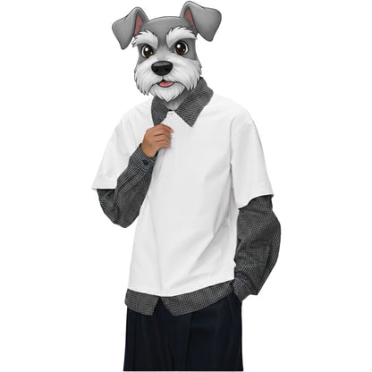 綿混重ね着風シャツ　オーダーメイドペットポートレート刺繍