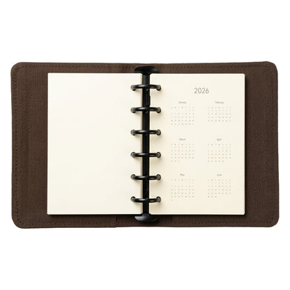 A7-sized wool-like system planner cover with plain refills, custom pet portrait embroidery