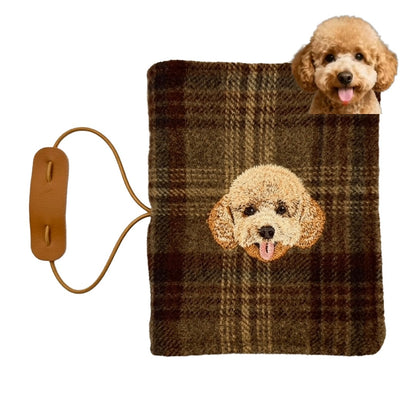 A7-sized wool-like system planner cover with plain refills, custom pet portrait embroidery