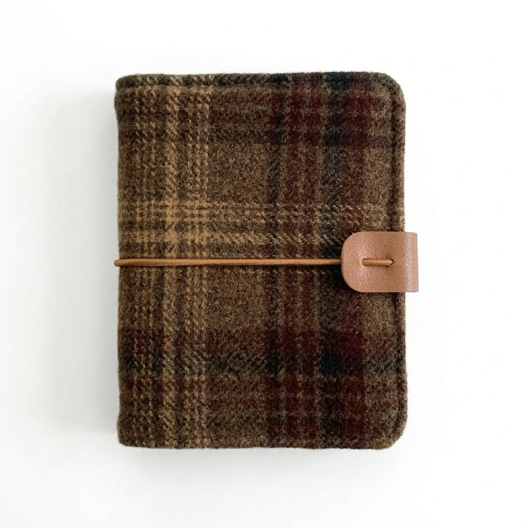 A7-sized wool-like system planner cover with plain refills, custom pet portrait embroidery