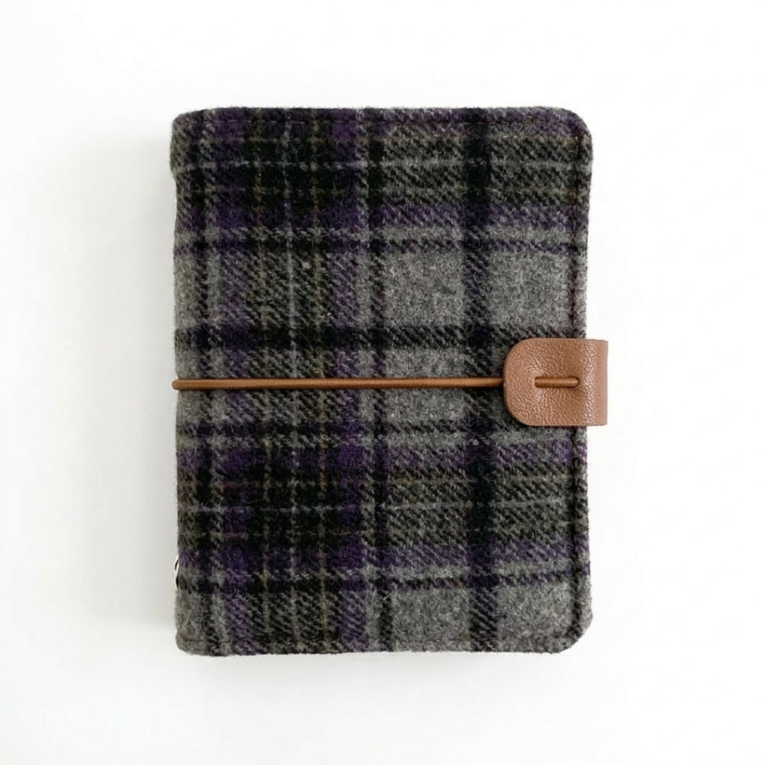 A7-sized wool-like system planner cover with plain refills, custom pet portrait embroidery