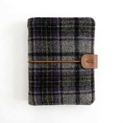 A7-sized wool-like system planner cover with plain refills, custom pet portrait embroidery