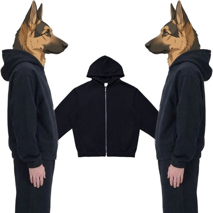 綿混ダブルジップパーカー　オーダーメイドペットポートレート刺繍