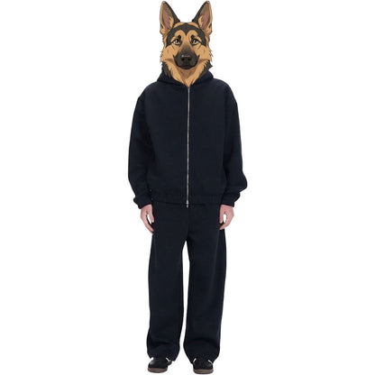 綿混ダブルジップパーカー　オーダーメイドペットポートレート刺繍