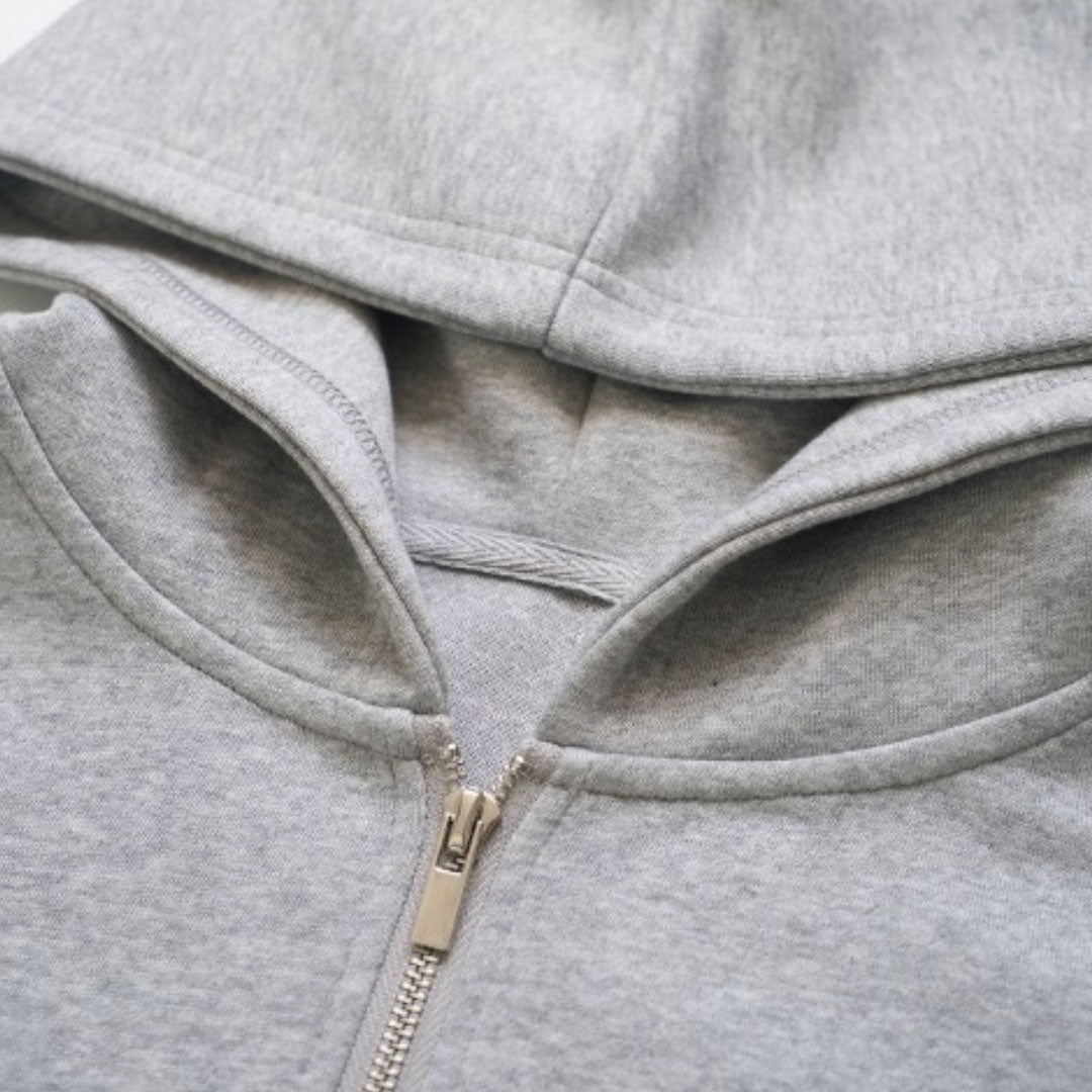 綿混ダブルジップパーカー　オーダーメイドペットポートレート刺繍