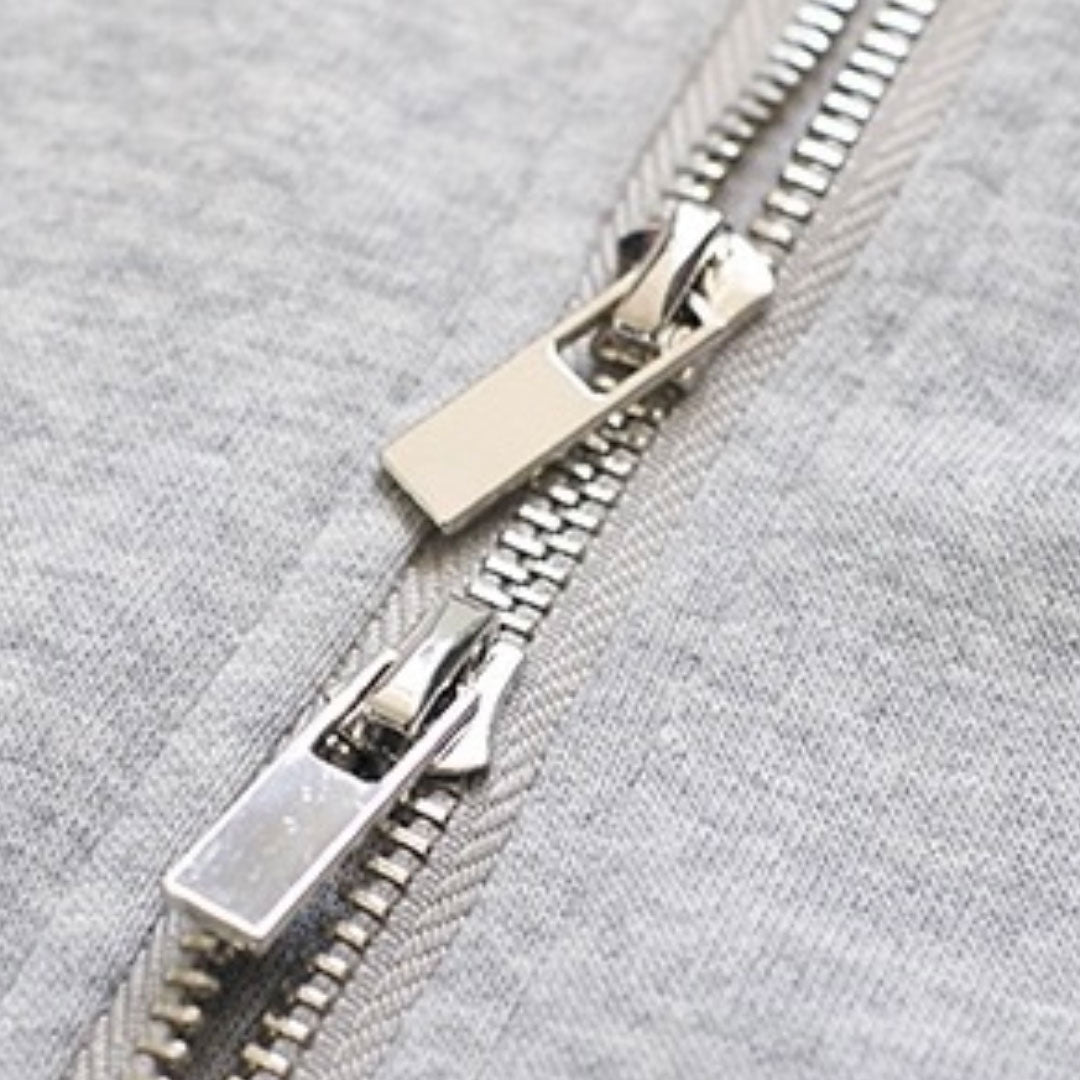 綿混ダブルジップパーカー　オーダーメイドペットポートレート刺繍