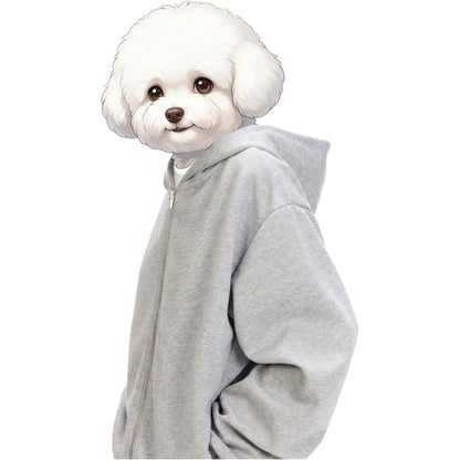 綿混ダブルジップパーカー　オーダーメイドペットポートレート刺繍